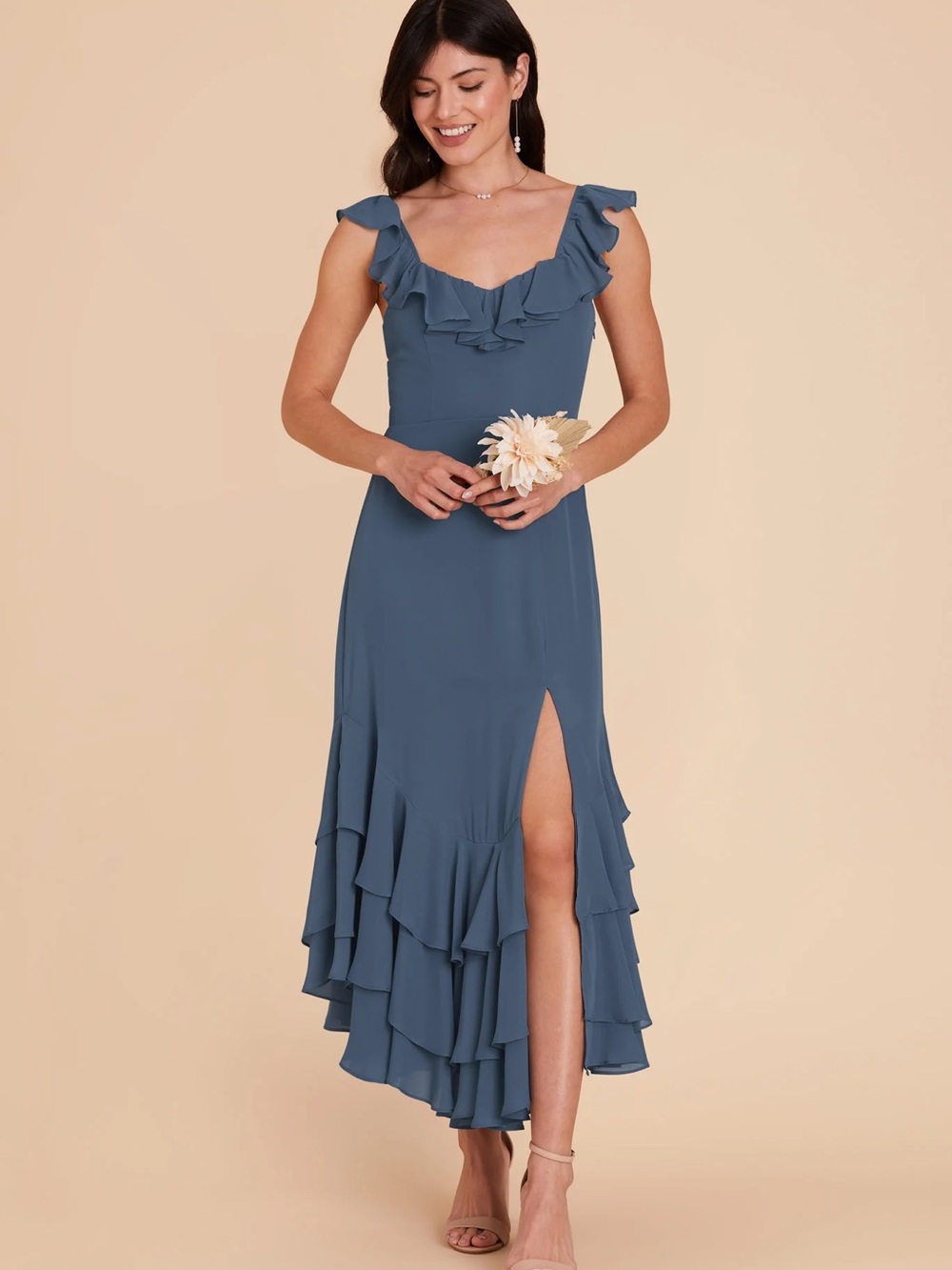 Birdy Grey Ginny Dress | Ruffled Bridesmaid Dress in Twilight Dusty Blue
